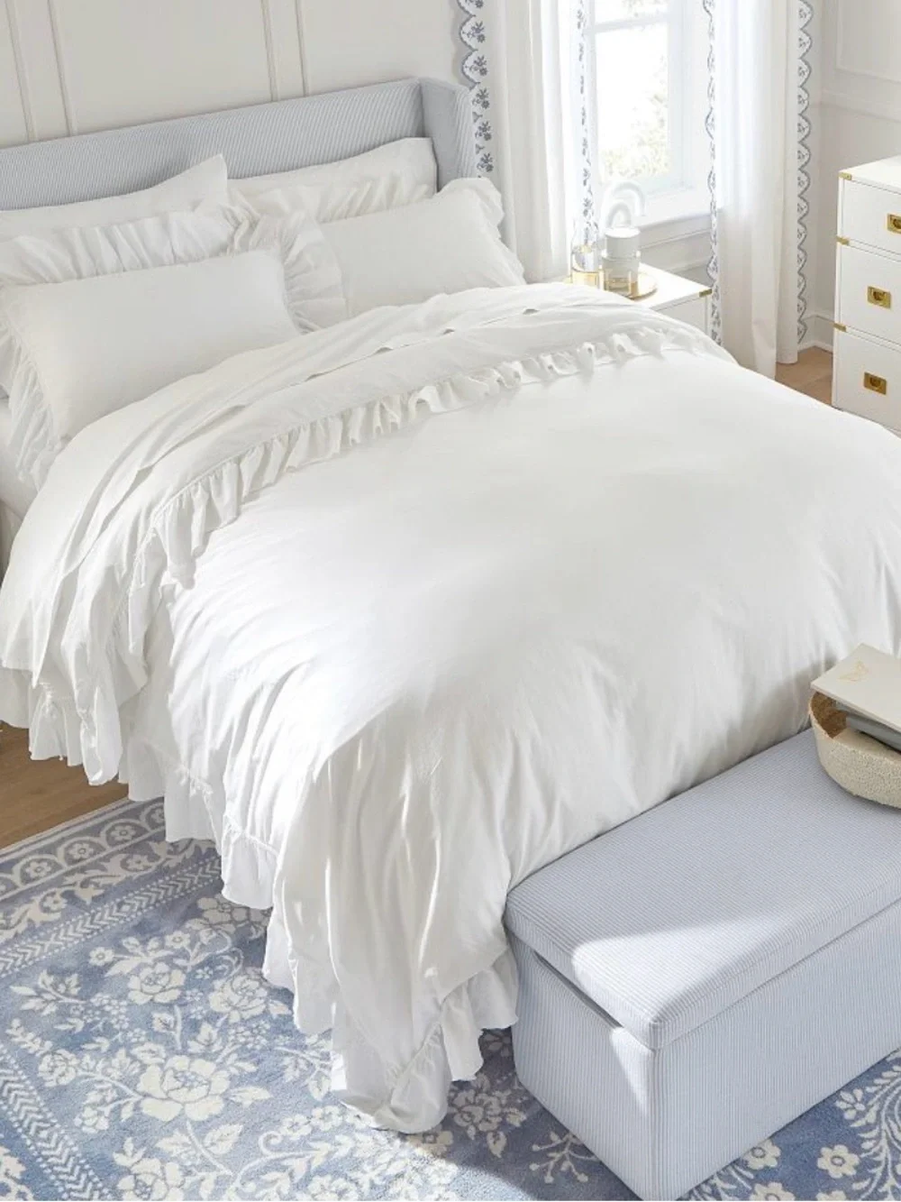 Pottery Barn Teen White Ruffle Duvet Cover